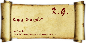 Kapy Gergő névjegykártya